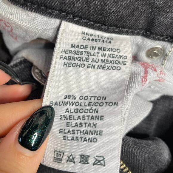 TRUE RELIGION Halle Mid Rise Super Skinny 32 x 28 Grey Wash Black Jeans Denim - Picture 6 of 6